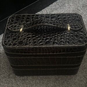 Black Crocodile Embossed Makeup Box